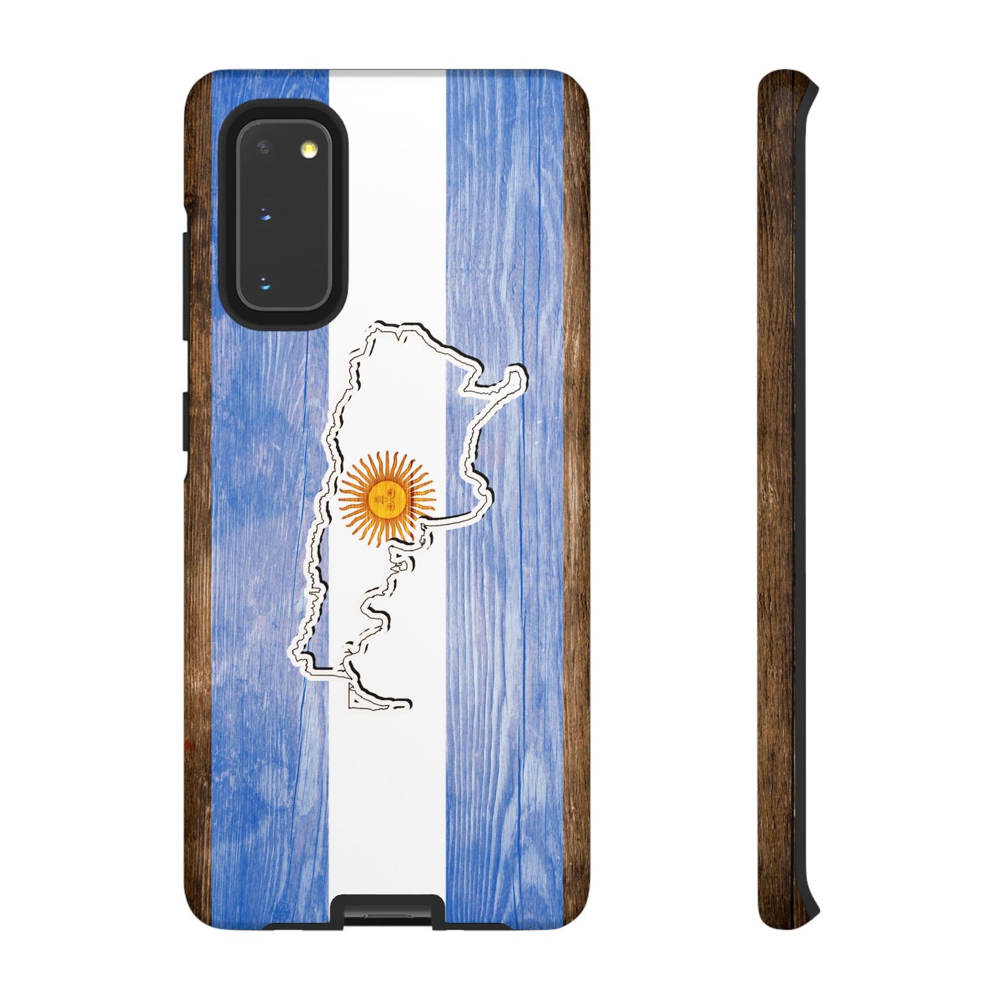 Argentina Flag Phone Case Samsung Tough Protective Cover Argentinean Pride Hard Plastic Map Argentinian Design Argentina Souvenir Wood Design Style