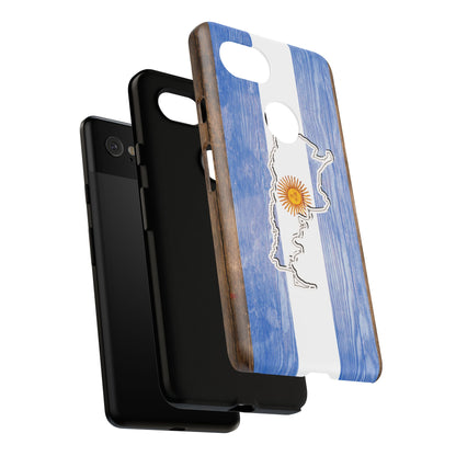 Argentina Flag Phone Case Samsung Tough Protective Cover Argentinean Pride Hard Plastic Map Argentinian Design Argentina Souvenir Wood Design Style