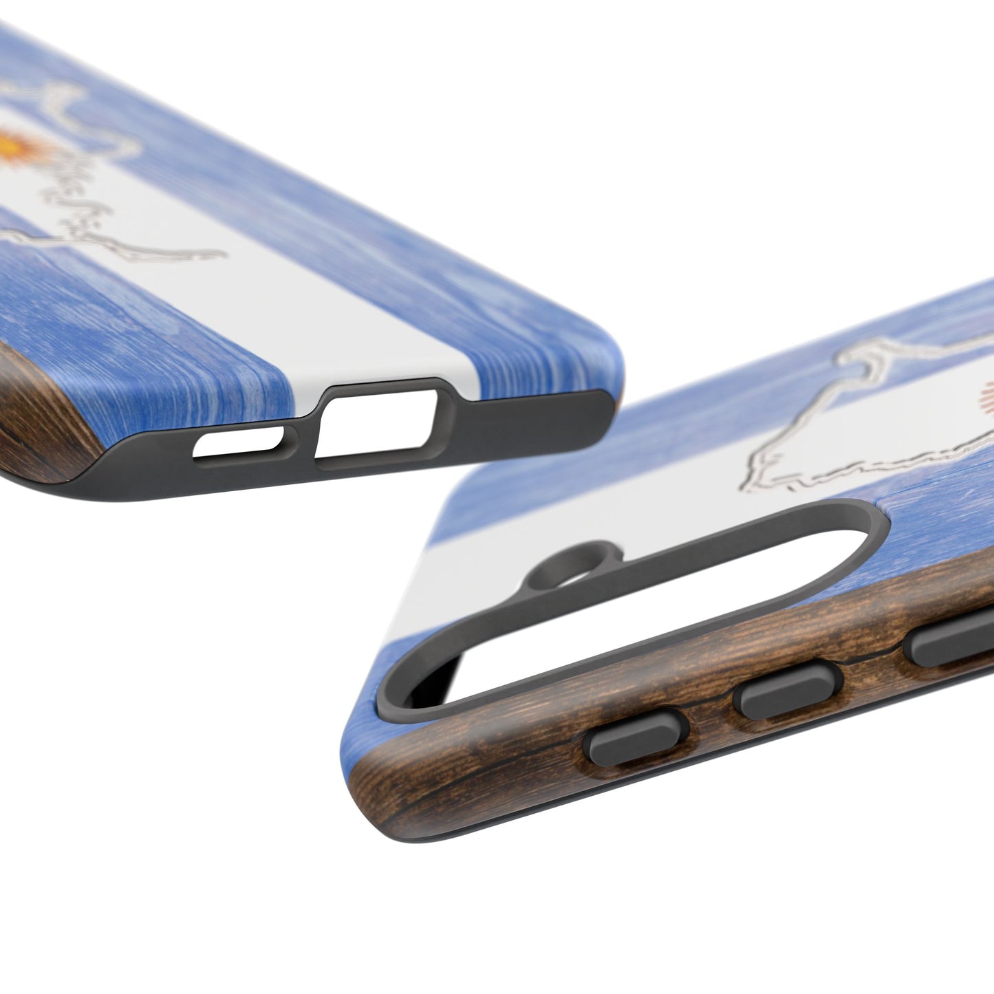 Argentina Flag Phone Case Samsung Tough Protective Cover Argentinean Pride Hard Plastic Map Argentinian Design Argentina Souvenir Wood Design Style