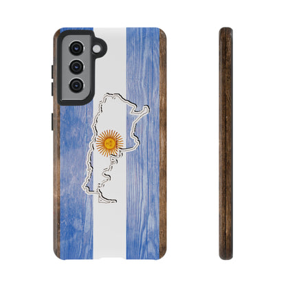 Argentina Flag Phone Case Samsung Tough Protective Cover Argentinean Pride Hard Plastic Map Argentinian Design Argentina Souvenir Wood Design Style