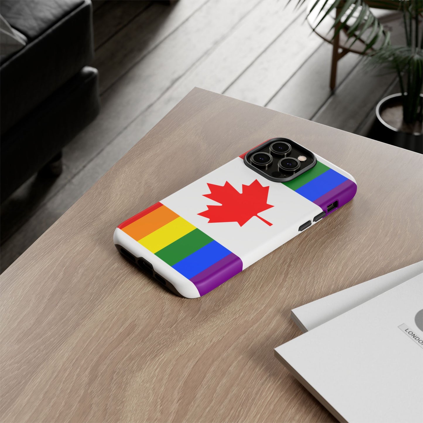 Pride Flag Phone Case -Tough Cases for LGBTQ+ Supporters Canada Theme Rainbow Design Colorful Accessories Birthday Gift