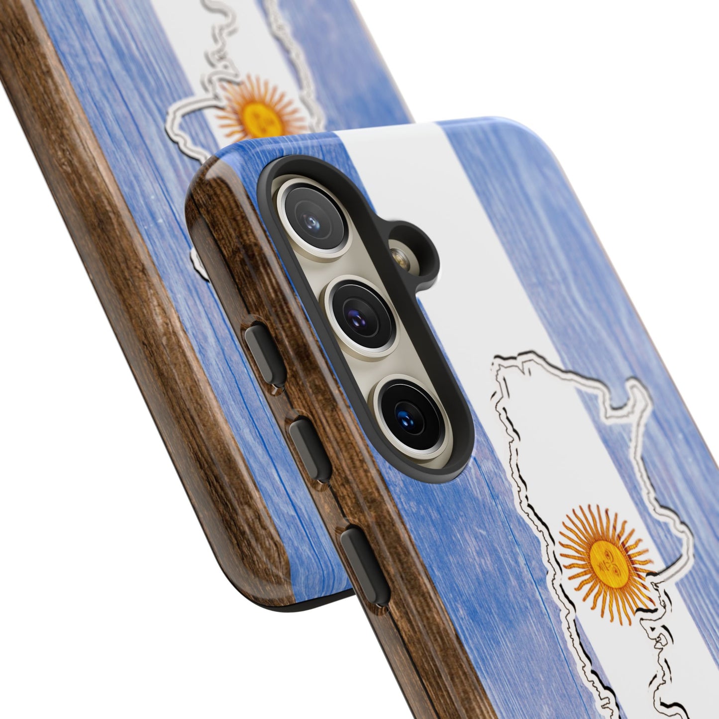 Argentina Flag Phone Case Samsung Tough Protective Cover Argentinean Pride Hard Plastic Map Argentinian Design Argentina Souvenir Wood Design Style