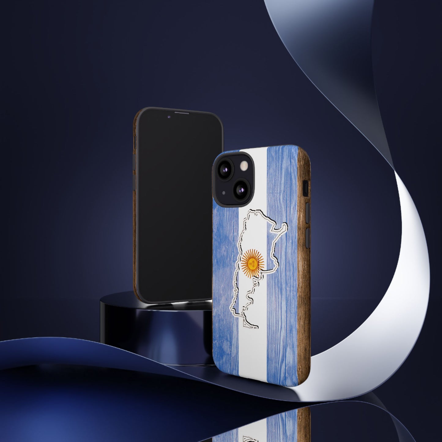 Argentina Flag Phone Case Samsung Tough Protective Cover Argentinean Pride Hard Plastic Map Argentinian Design Argentina Souvenir Wood Design Style