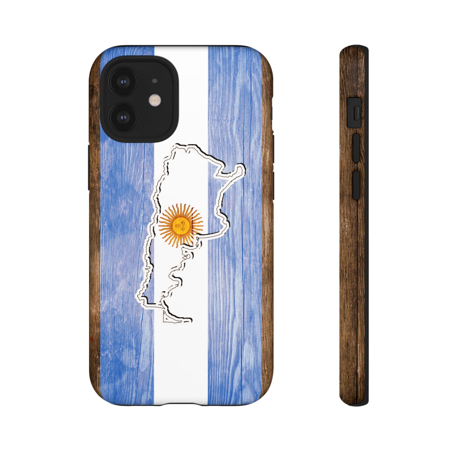 Argentina Flag Phone Case Samsung Tough Protective Cover Argentinean Pride Hard Plastic Map Argentinian Design Argentina Souvenir Wood Design Style