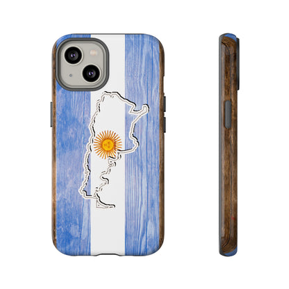 Argentina Flag Phone Case Samsung Tough Protective Cover Argentinean Pride Hard Plastic Map Argentinian Design Argentina Souvenir Wood Design Style