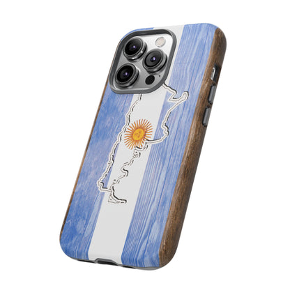 Argentina Flag Phone Case Samsung Tough Protective Cover Argentinean Pride Hard Plastic Map Argentinian Design Argentina Souvenir Wood Design Style