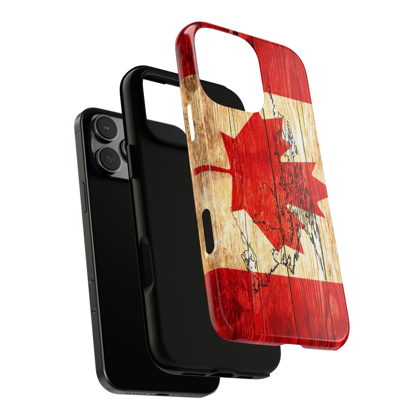 Canadian Flag and Map Tough Phone CasePatriotic Impact-Resistant Cover Image Transfer UV Protected for Outdoor Durability Ideal for Holidays