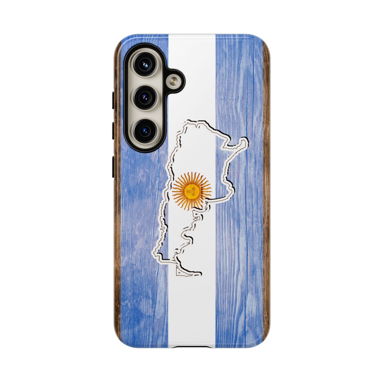 Argentina Flag Phone Case Samsung Tough Protective Cover Argentinean Pride Hard Plastic Map Argentinian Design Argentina Souvenir Wood Design Style