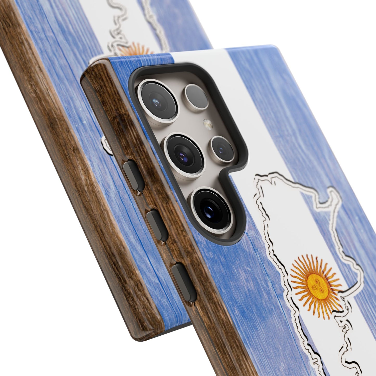 Argentina Flag Phone Case Samsung Tough Protective Cover Argentinean Pride Hard Plastic Map Argentinian Design Argentina Souvenir Wood Design Style