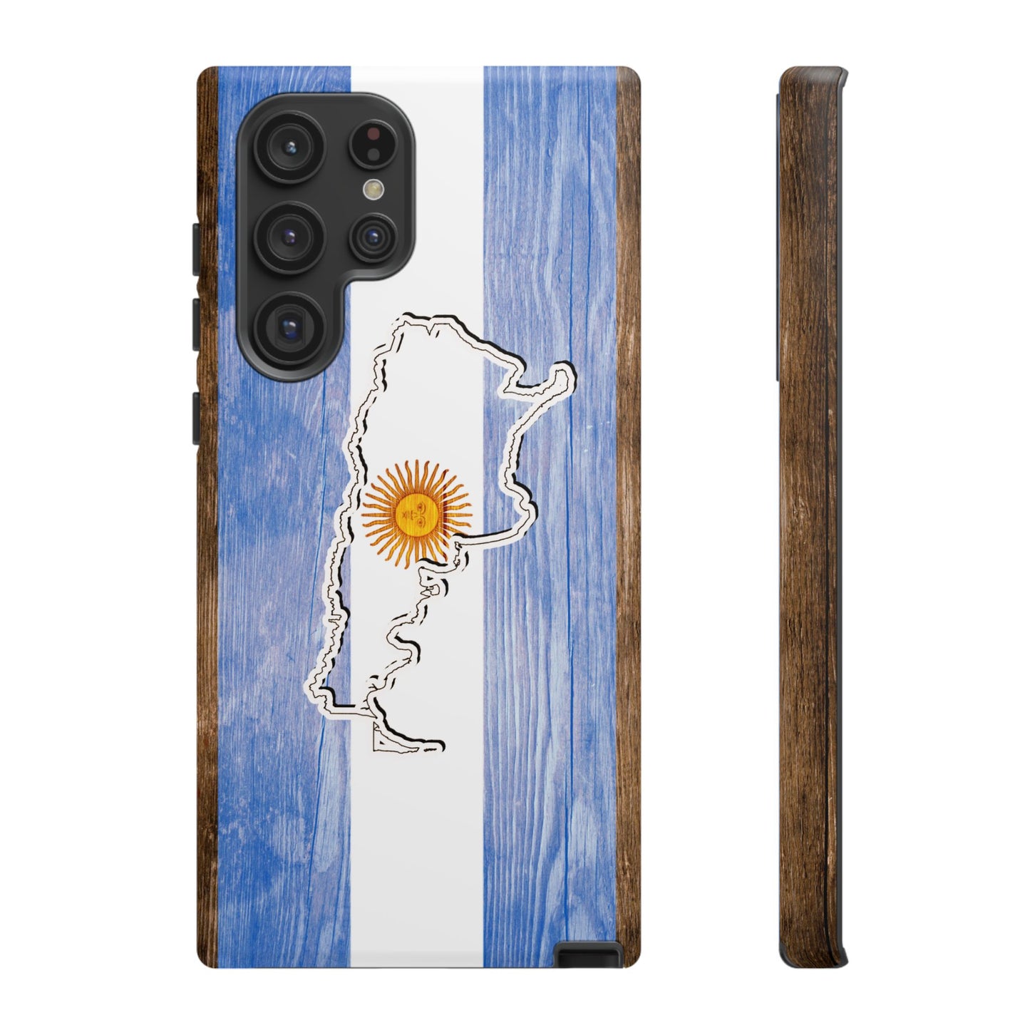 Argentina Flag Phone Case Samsung Tough Protective Cover Argentinean Pride Hard Plastic Map Argentinian Design Argentina Souvenir Wood Design Style