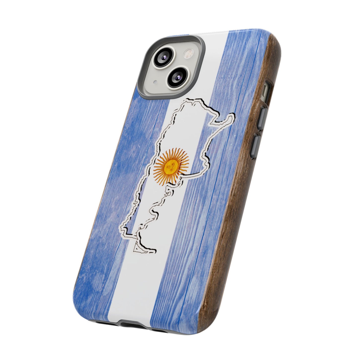 Argentina Flag Phone Case Samsung Tough Protective Cover Argentinean Pride Hard Plastic Map Argentinian Design Argentina Souvenir Wood Design Style