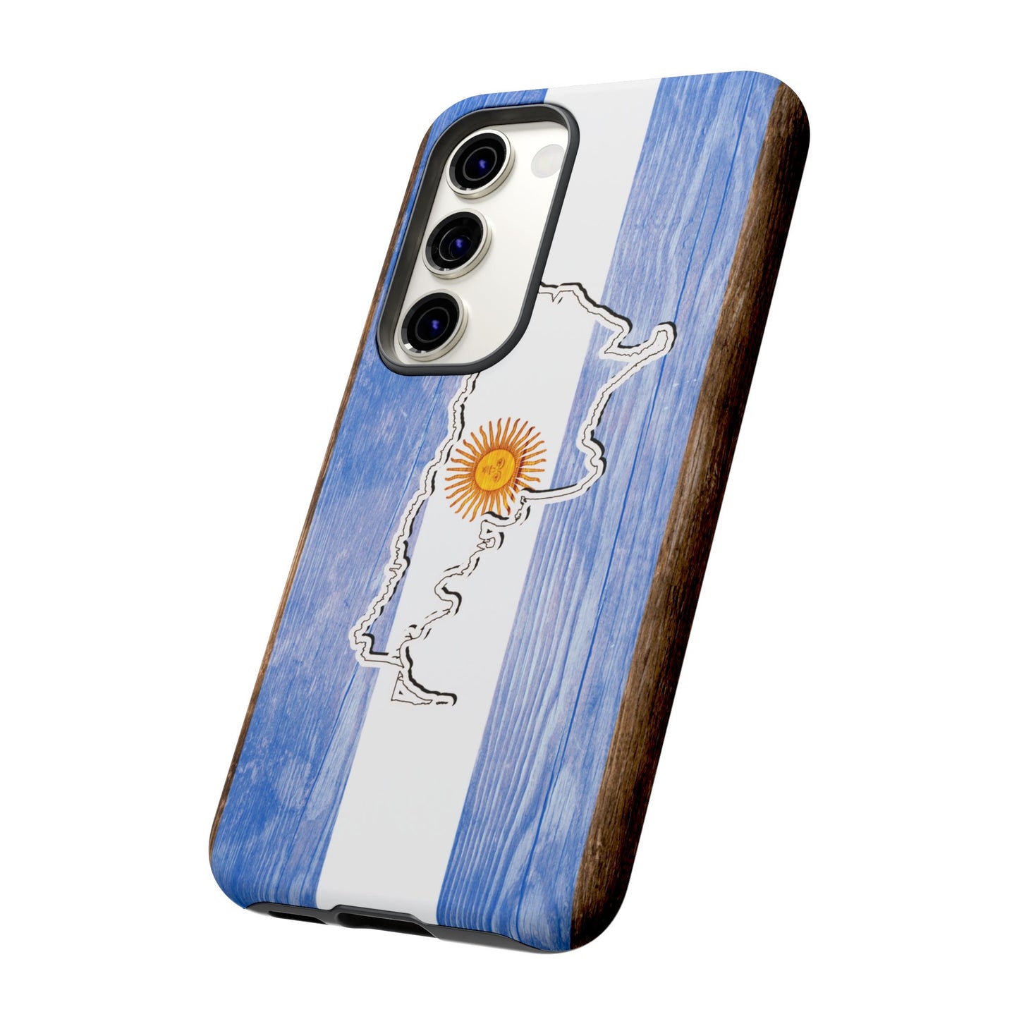 Argentina Flag Phone Case Samsung Tough Protective Cover Argentinean Pride Hard Plastic Map Argentinian Design Argentina Souvenir Wood Design Style