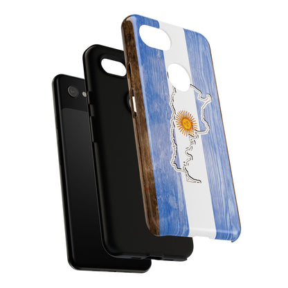 Argentina Flag Phone Case Samsung Tough Protective Cover Argentinean Pride Hard Plastic Map Argentinian Design Argentina Souvenir Wood Design Style