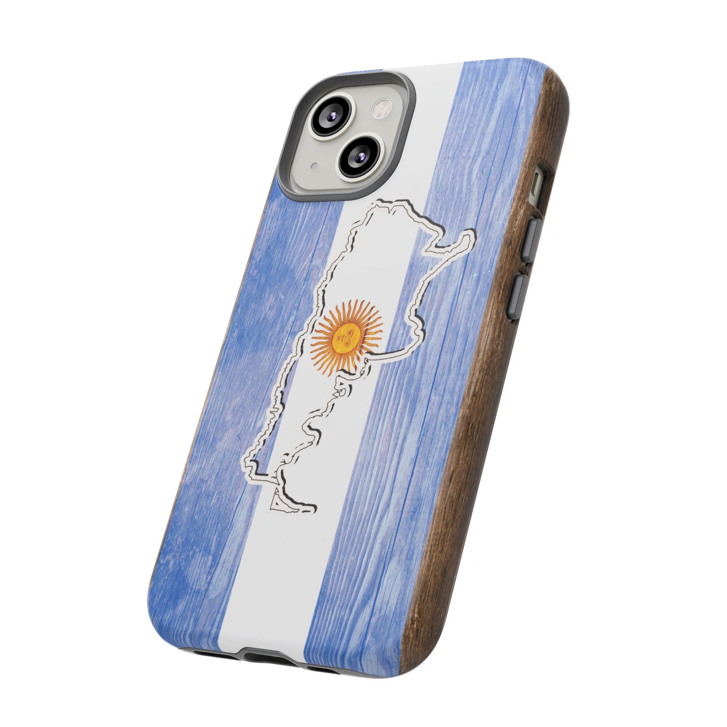 Argentina Flag Phone Case Samsung Tough Protective Cover Argentinean Pride Hard Plastic Map Argentinian Design Argentina Souvenir Wood Design Style