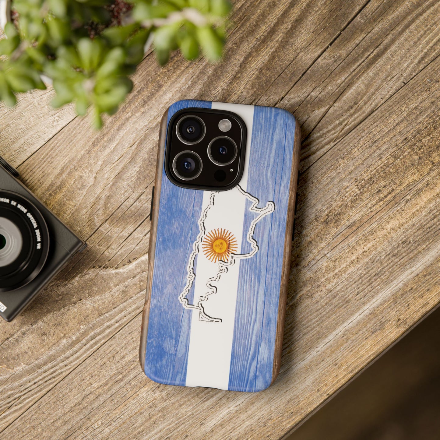 Argentina Flag Phone Case Samsung Tough Protective Cover Argentinean Pride Hard Plastic Map Argentinian Design Argentina Souvenir Wood Design Style