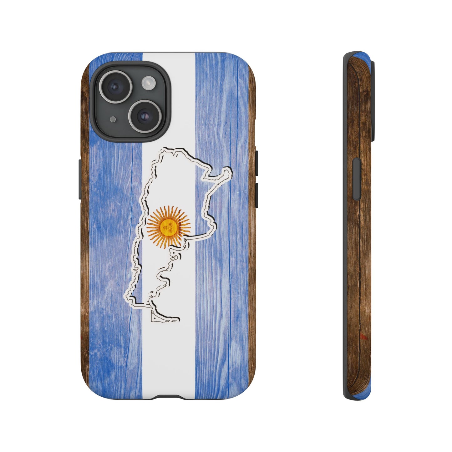 Argentina Flag Phone Case Samsung Tough Protective Cover Argentinean Pride Hard Plastic Map Argentinian Design Argentina Souvenir Wood Design Style