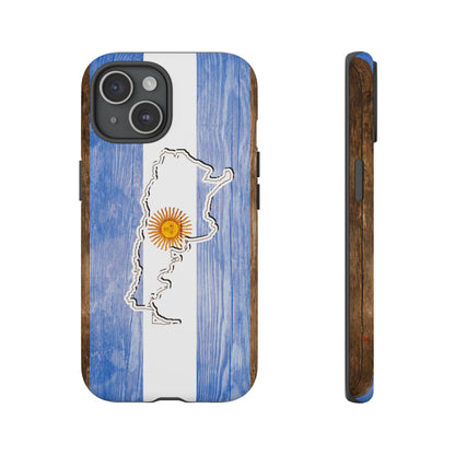 Argentina Flag Phone Case Samsung Tough Protective Cover Argentinean Pride Hard Plastic Map Argentinian Design Argentina Souvenir Wood Design Style