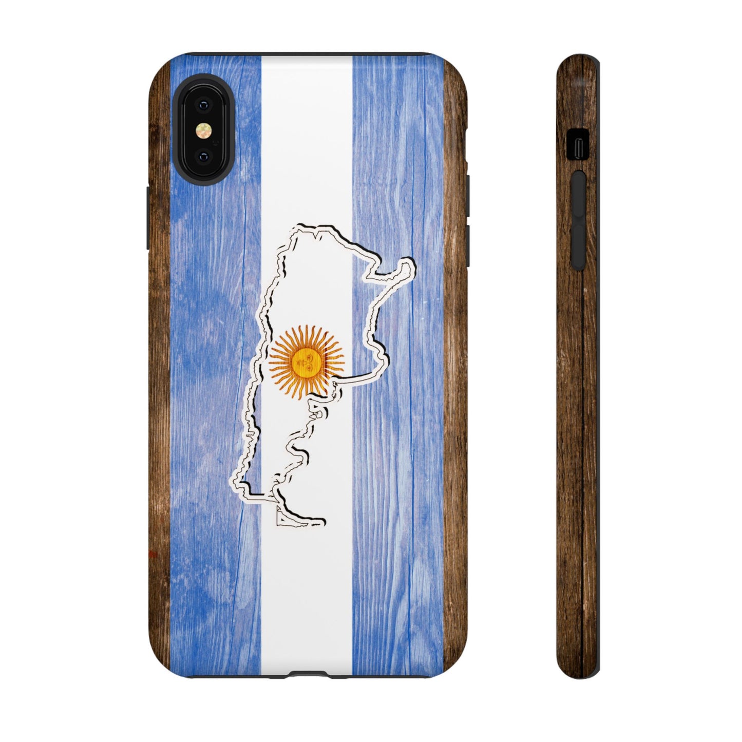 Argentina Flag Phone Case Samsung Tough Protective Cover Argentinean Pride Hard Plastic Map Argentinian Design Argentina Souvenir Wood Design Style