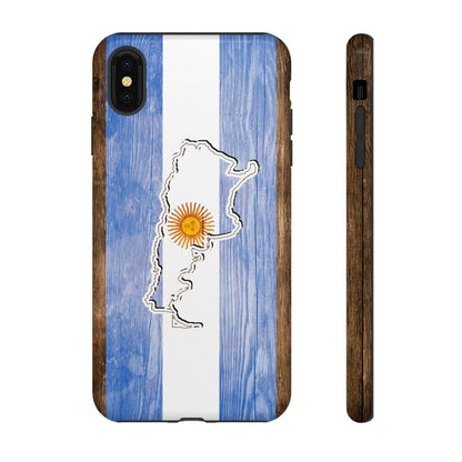 Argentina Flag Phone Case Samsung Tough Protective Cover Argentinean Pride Hard Plastic Map Argentinian Design Argentina Souvenir Wood Design Style