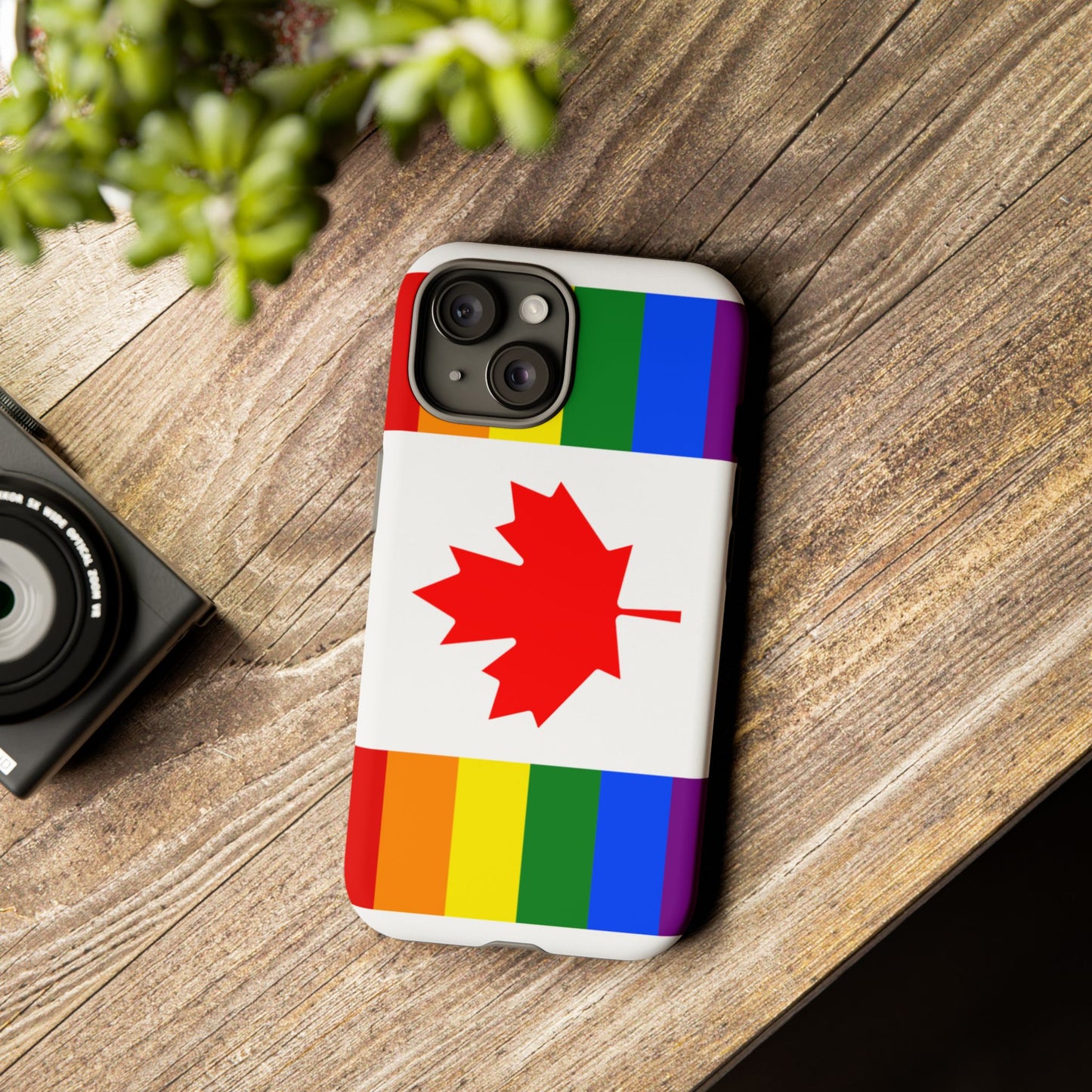Pride Flag Phone Case -Tough Cases for LGBTQ+ Supporters Canada Theme Rainbow Design Colorful Accessories Birthday Gift