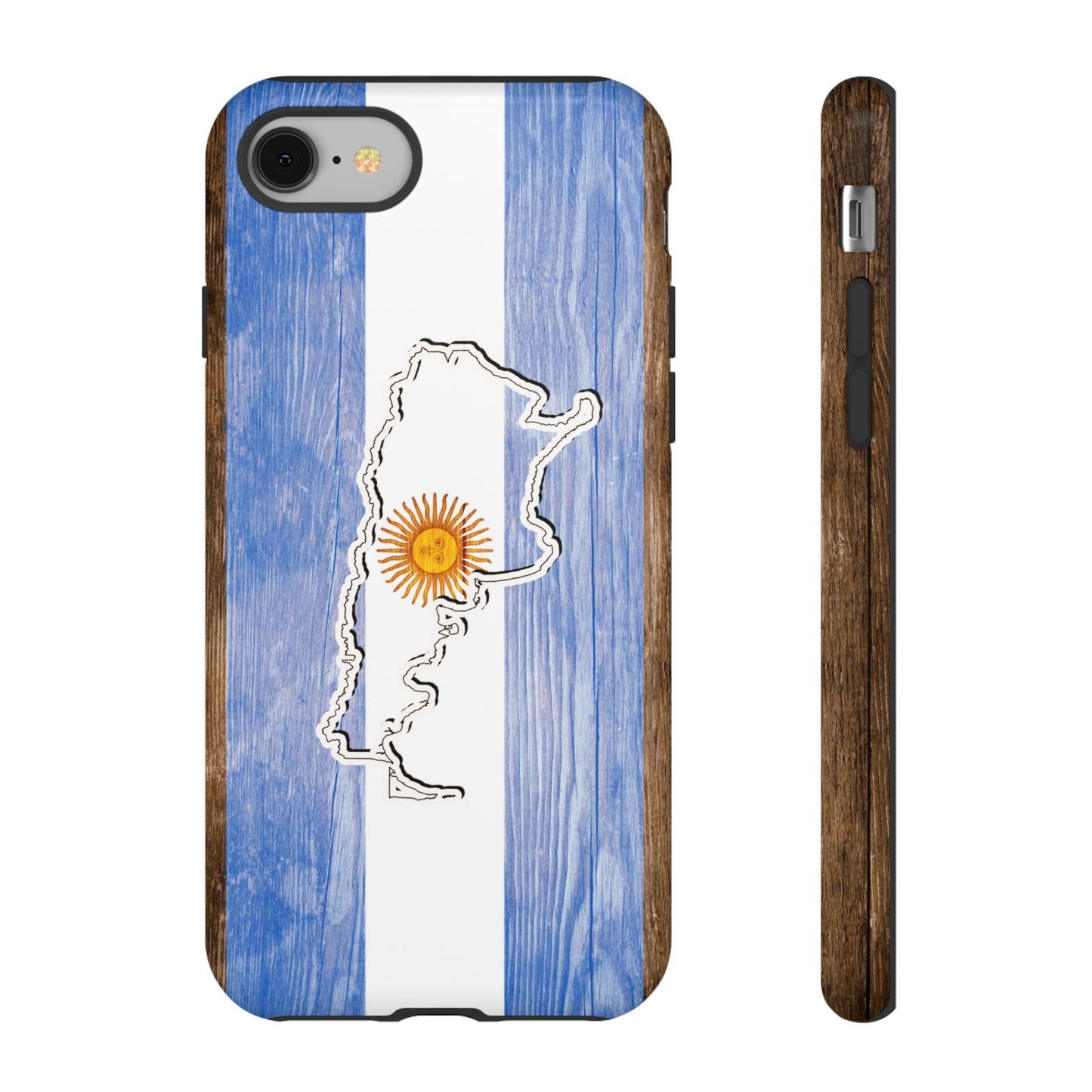 Argentina Flag Phone Case Samsung Tough Protective Cover Argentinean Pride Hard Plastic Map Argentinian Design Argentina Souvenir Wood Design Style