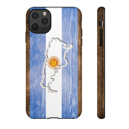 Argentina Flag Phone Case Samsung Tough Protective Cover Argentinean Pride Hard Plastic Map Argentinian Design Argentina Souvenir Wood Design Style