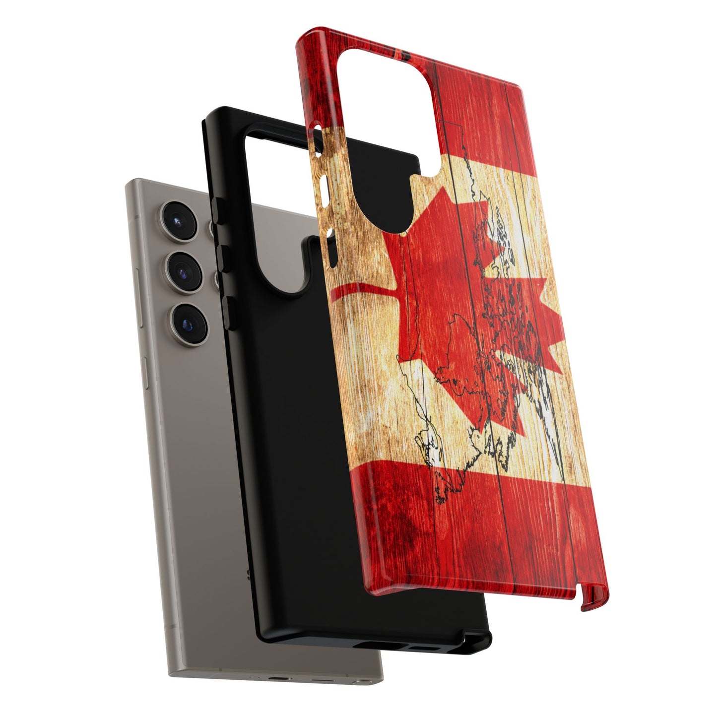 Canadian Flag and Map Tough Phone CasePatriotic Impact-Resistant Cover Image Transfer UV Protected for Outdoor Durability Ideal for Holidays