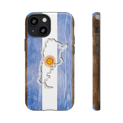 Argentina Flag Phone Case Samsung Tough Protective Cover Argentinean Pride Hard Plastic Map Argentinian Design Argentina Souvenir Wood Design Style