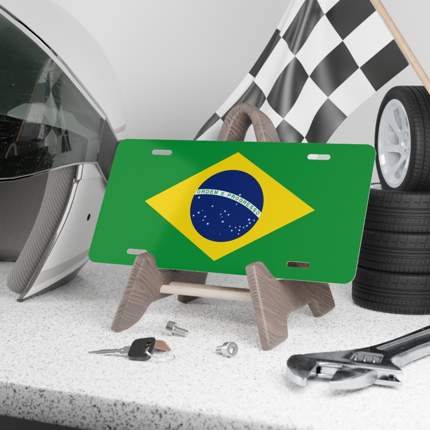 Brazilian Flag Vanity Plate Custom Car Decor Gift Personalized Brazil License Plate Automotive Accessory Car Enthusiasts Brazilian Pride