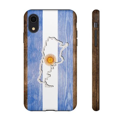 Argentina Flag Phone Case Samsung Tough Protective Cover Argentinean Pride Hard Plastic Map Argentinian Design Argentina Souvenir Wood Design Style