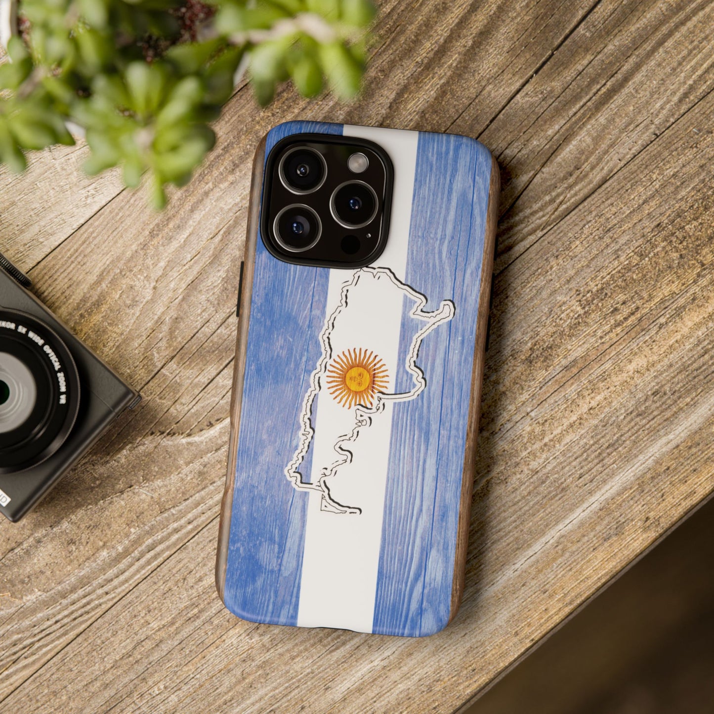 Argentina Flag Phone Case Samsung Tough Protective Cover Argentinean Pride Hard Plastic Map Argentinian Design Argentina Souvenir Wood Design Style