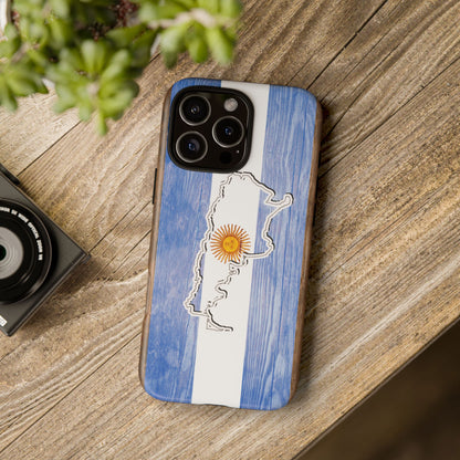 Argentina Flag Phone Case Samsung Tough Protective Cover Argentinean Pride Hard Plastic Map Argentinian Design Argentina Souvenir Wood Design Style