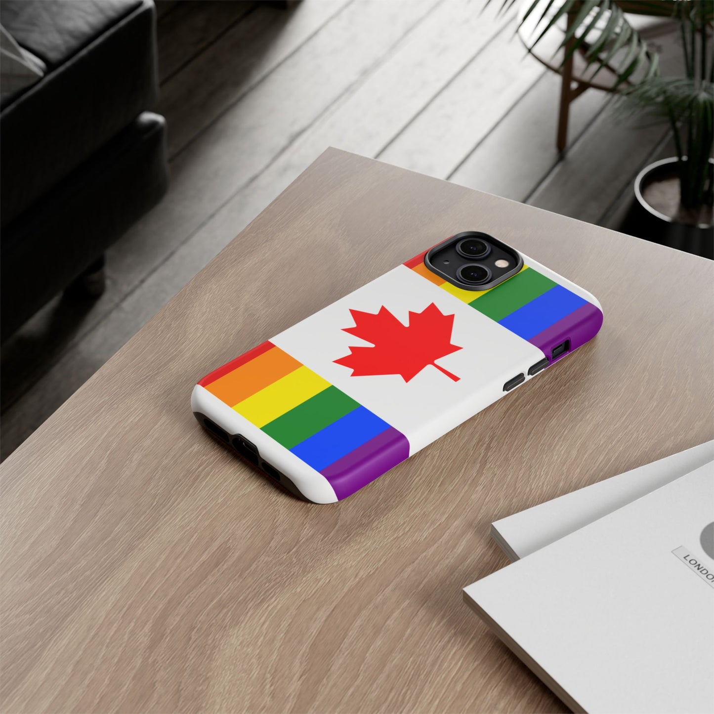 Pride Flag Phone Case -Tough Cases for LGBTQ+ Supporters Canada Theme Rainbow Design Colorful Accessories Birthday Gift