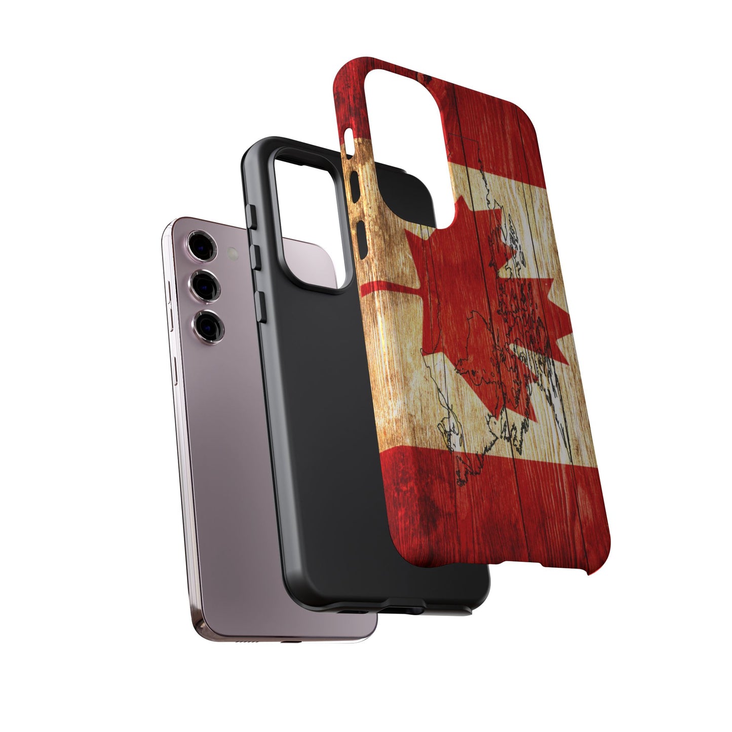 Canadian Flag and Map Tough Phone CasePatriotic Impact-Resistant Cover Image Transfer UV Protected for Outdoor Durability Ideal for Holidays