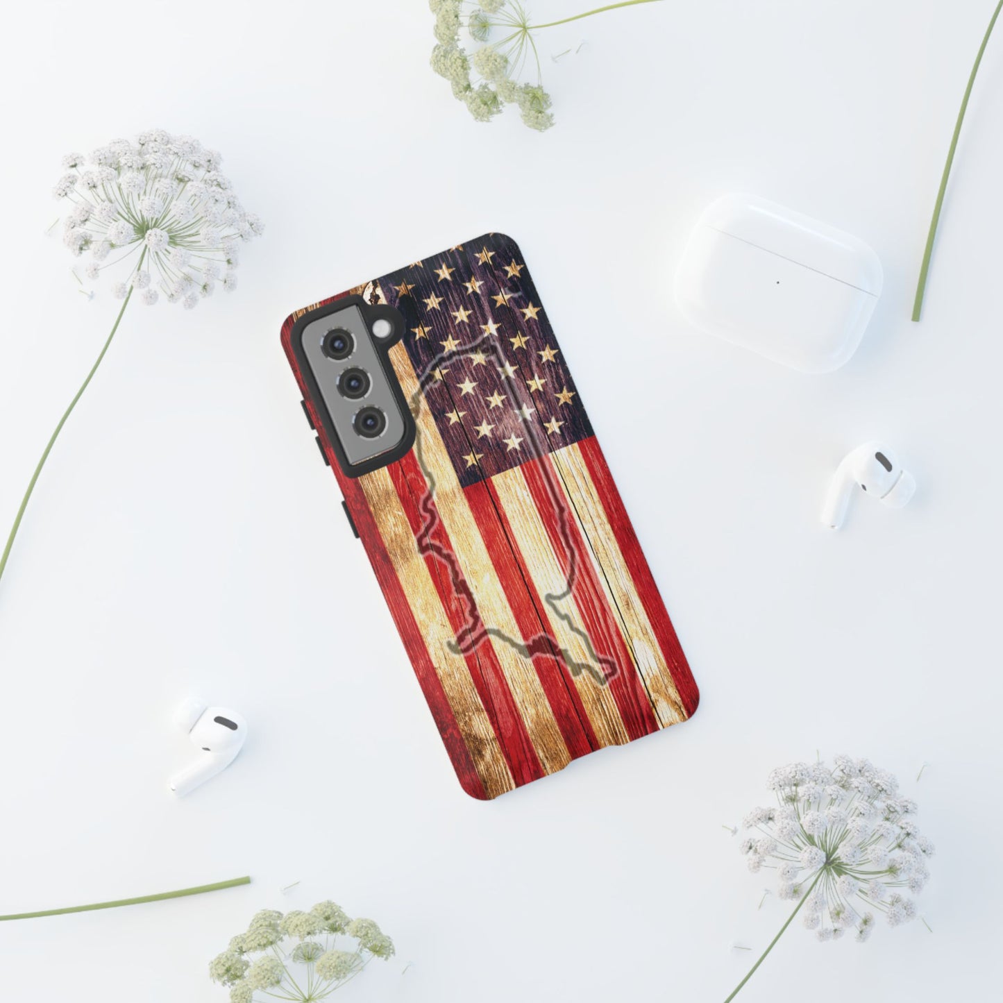 USA flag & map tough phone case for iPhone Samsung Google Patriotic impact-resistant cover with UV protection and shock absorption USA Flag