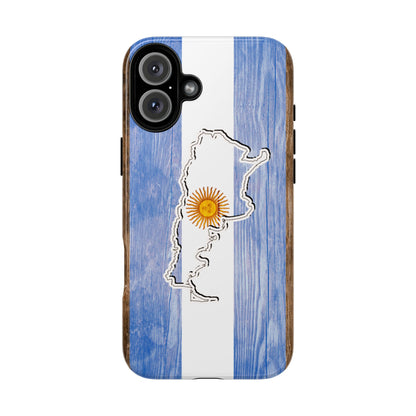 Argentina Flag Phone Case Samsung Tough Protective Cover Argentinean Pride Hard Plastic Map Argentinian Design Argentina Souvenir Wood Design Style
