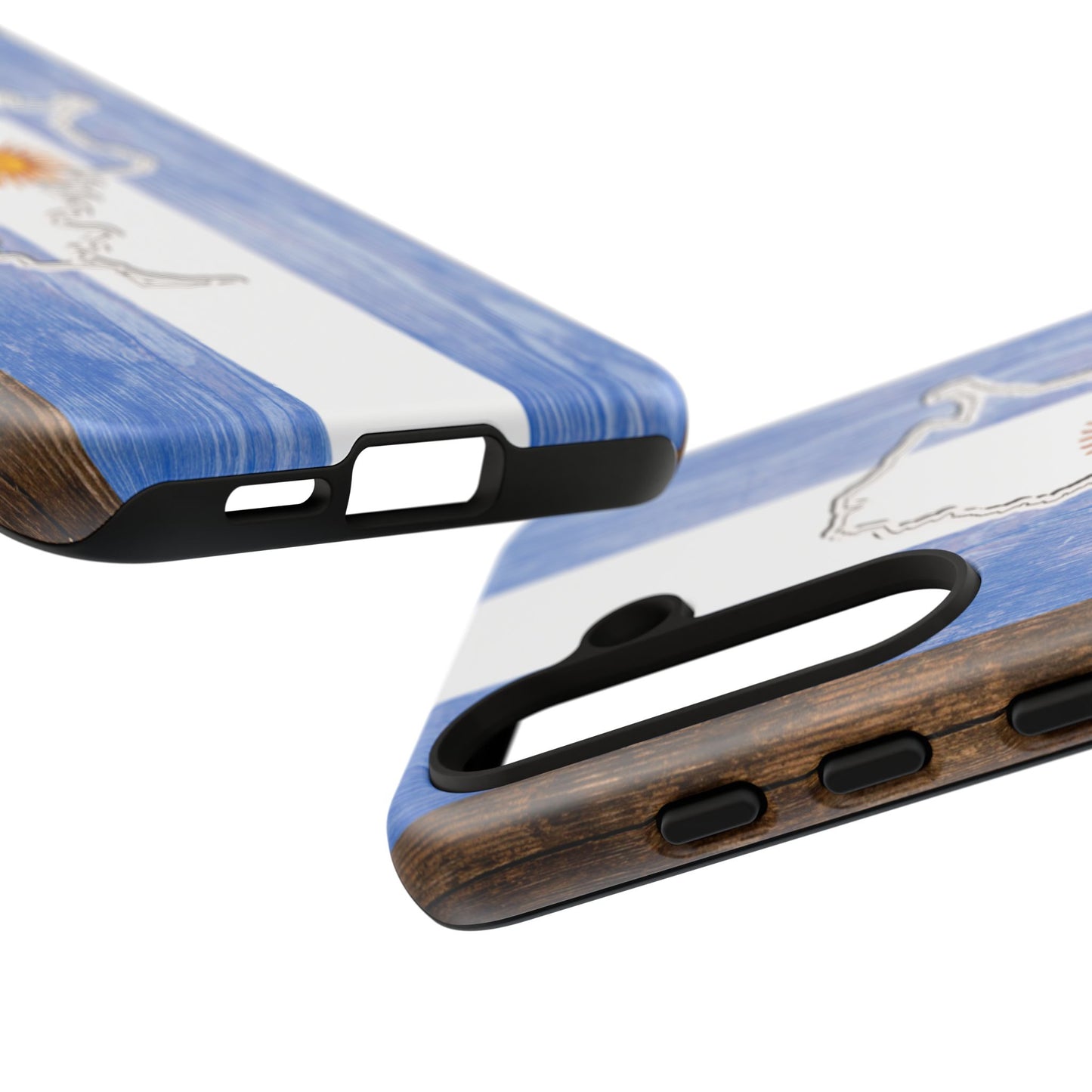 Argentina Flag Phone Case Samsung Tough Protective Cover Argentinean Pride Hard Plastic Map Argentinian Design Argentina Souvenir Wood Design Style