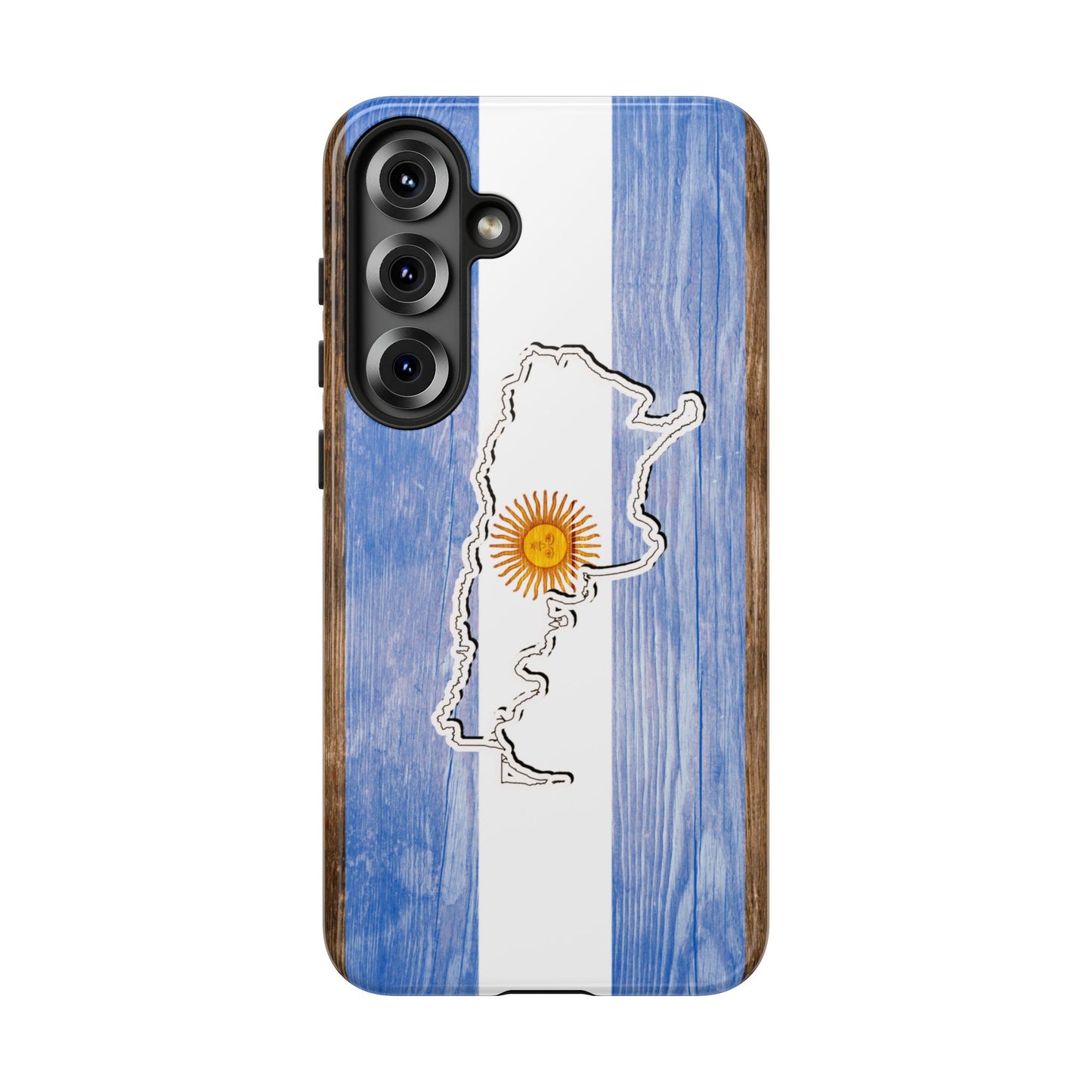 Argentina Flag Phone Case Samsung Tough Protective Cover Argentinean Pride Hard Plastic Map Argentinian Design Argentina Souvenir Wood Design Style