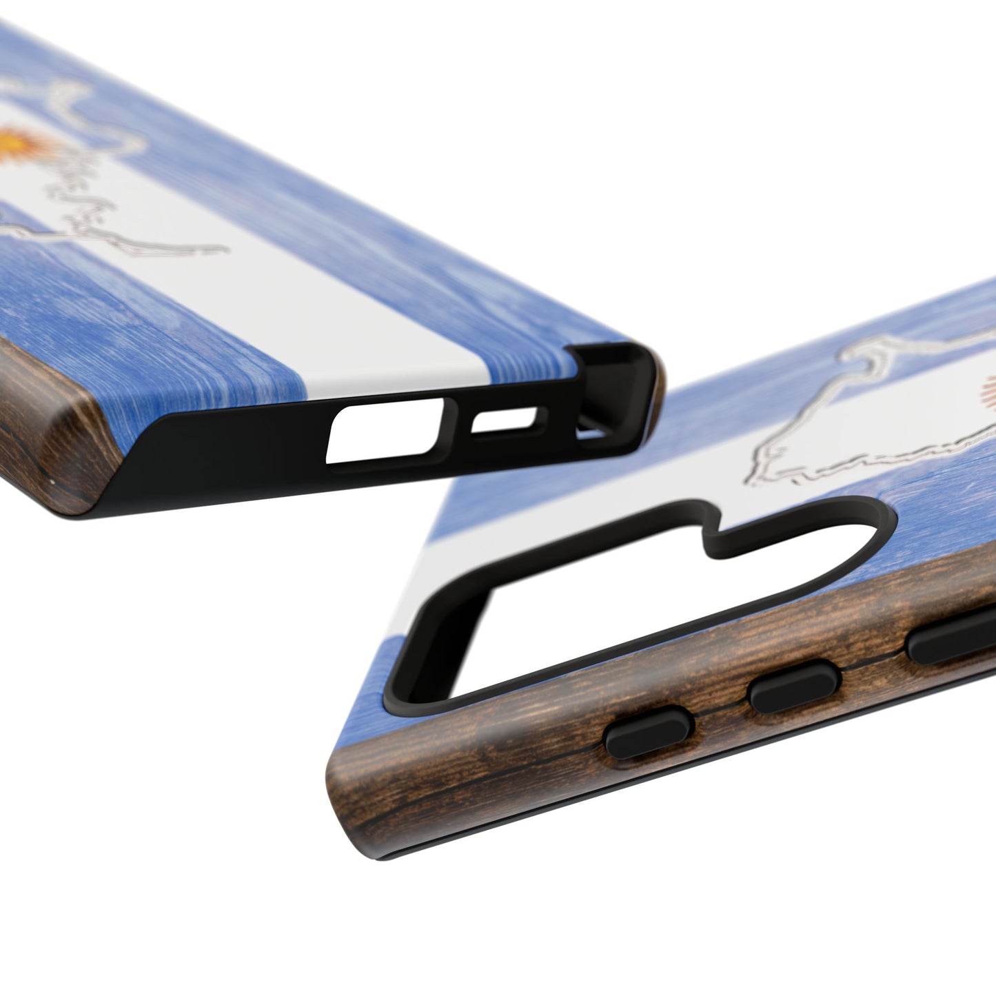 Argentina Flag Phone Case Samsung Tough Protective Cover Argentinean Pride Hard Plastic Map Argentinian Design Argentina Souvenir Wood Design Style