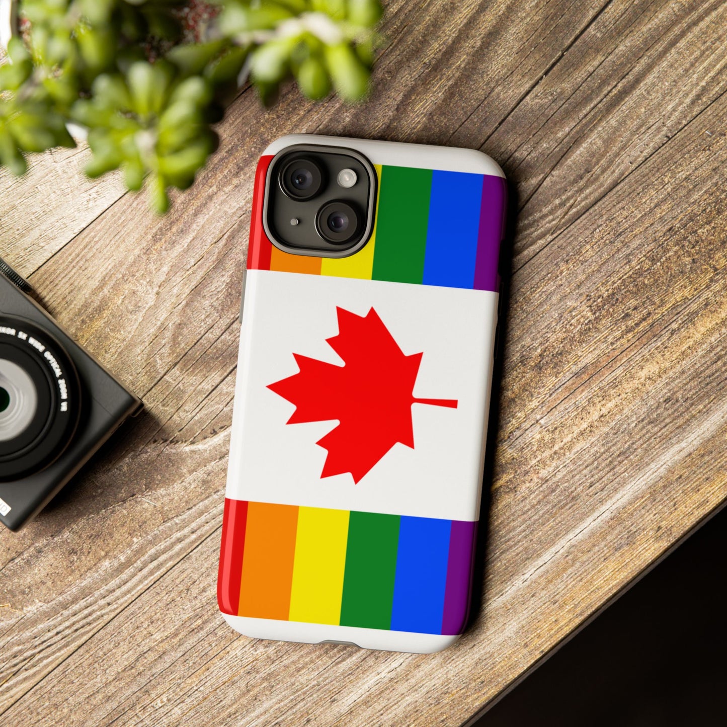 Pride Flag Phone Case -Tough Cases for LGBTQ+ Supporters Canada Theme Rainbow Design Colorful Accessories Birthday Gift