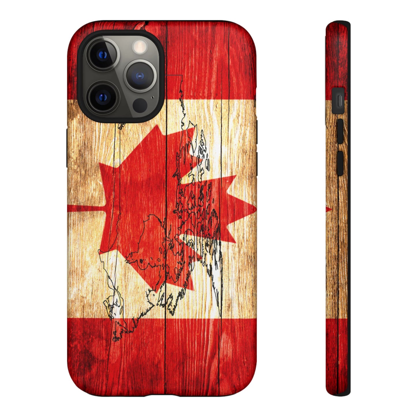 Canadian Flag and Map Tough Phone CasePatriotic Impact-Resistant Cover Image Transfer UV Protected for Outdoor Durability Ideal for Holidays