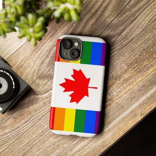 Pride Flag Phone Case -Tough Cases for LGBTQ+ Supporters Canada Theme Rainbow Design Colorful Accessories Birthday Gift