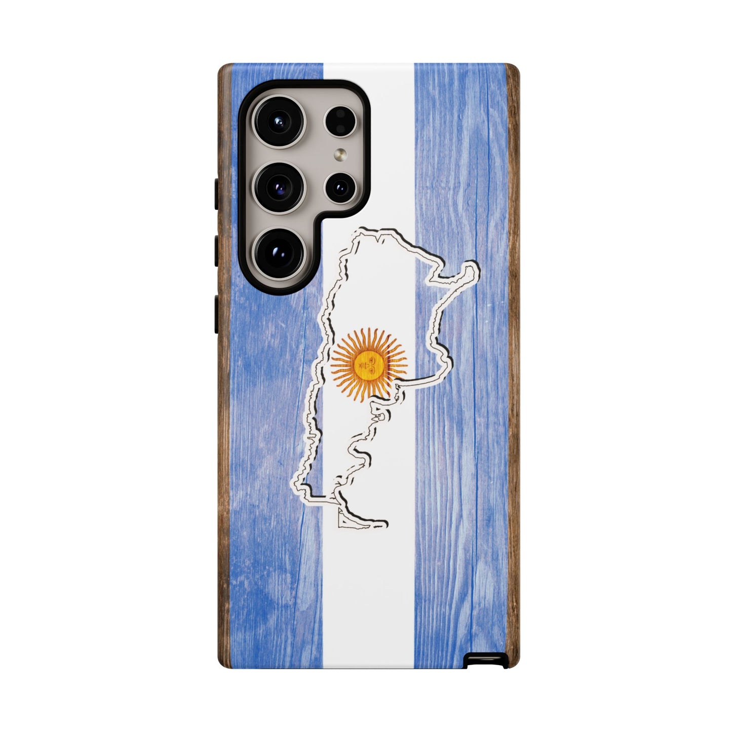 Argentina Flag Phone Case Samsung Tough Protective Cover Argentinean Pride Hard Plastic Map Argentinian Design Argentina Souvenir Wood Design Style