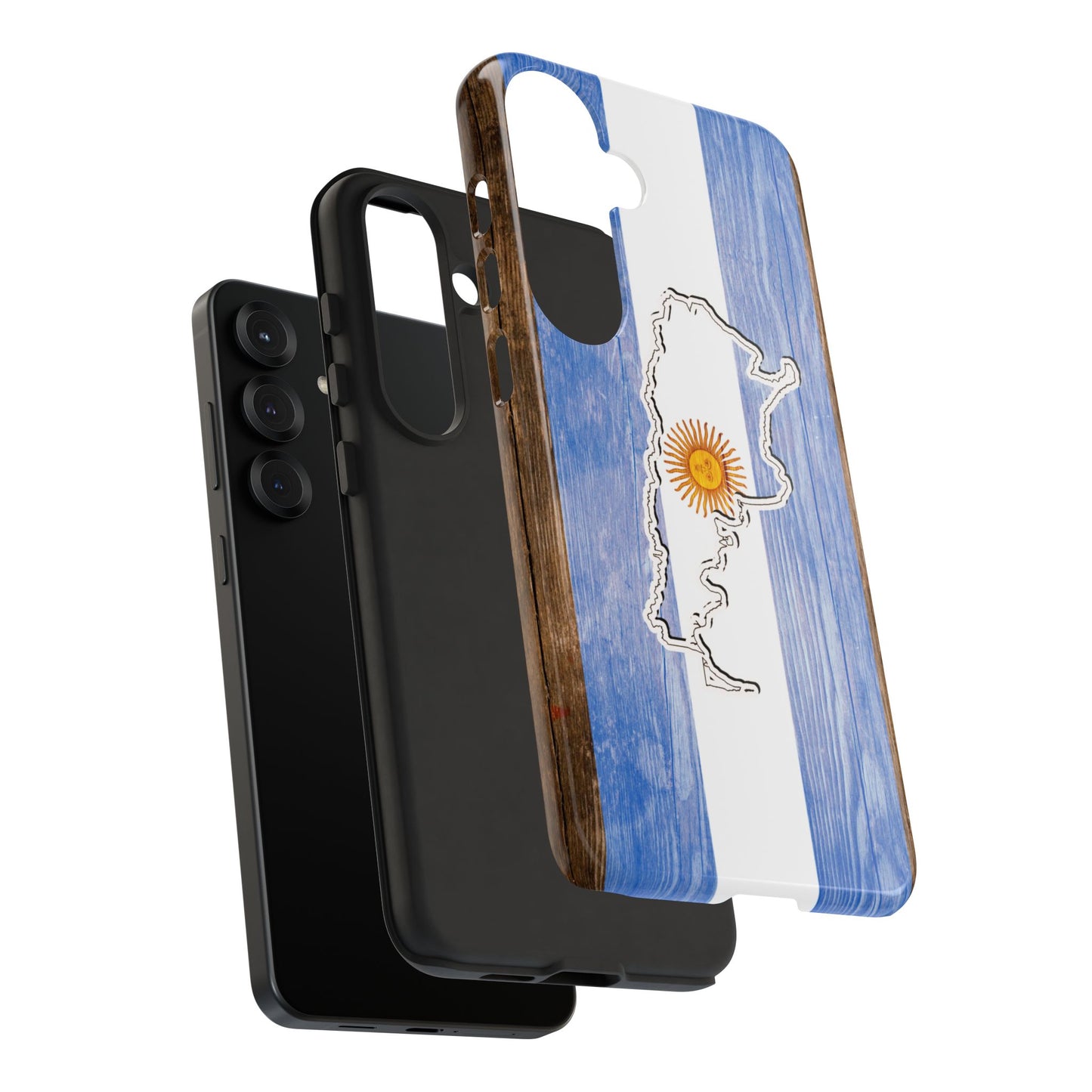 Argentina Flag Phone Case Samsung Tough Protective Cover Argentinean Pride Hard Plastic Map Argentinian Design Argentina Souvenir Wood Design Style