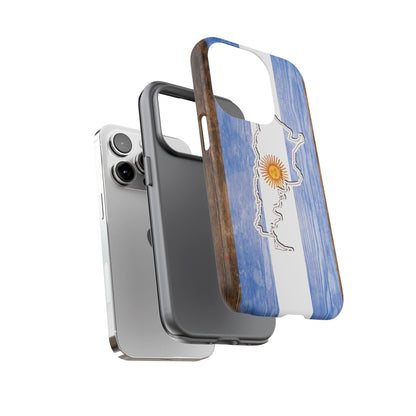 Argentina Flag Phone Case Samsung Tough Protective Cover Argentinean Pride Hard Plastic Map Argentinian Design Argentina Souvenir Wood Design Style