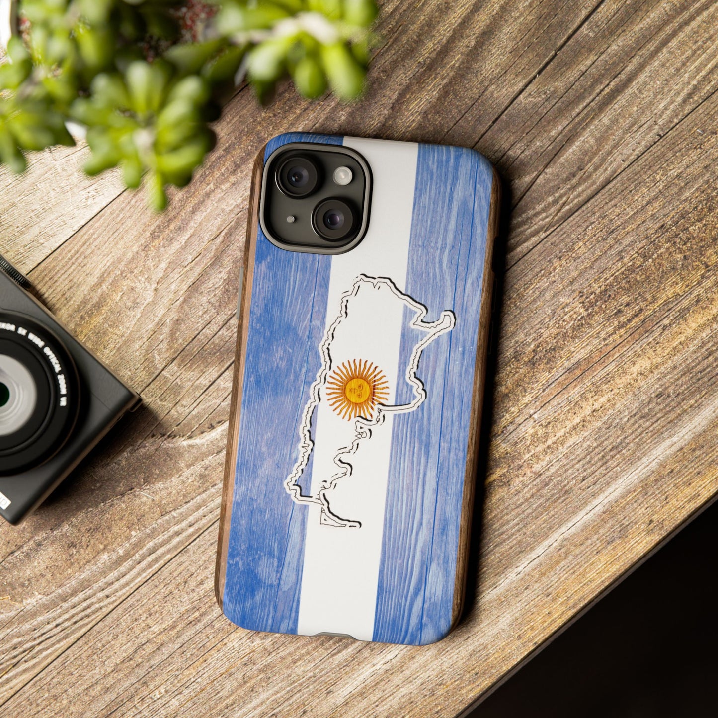 Argentina Flag Phone Case Samsung Tough Protective Cover Argentinean Pride Hard Plastic Map Argentinian Design Argentina Souvenir Wood Design Style