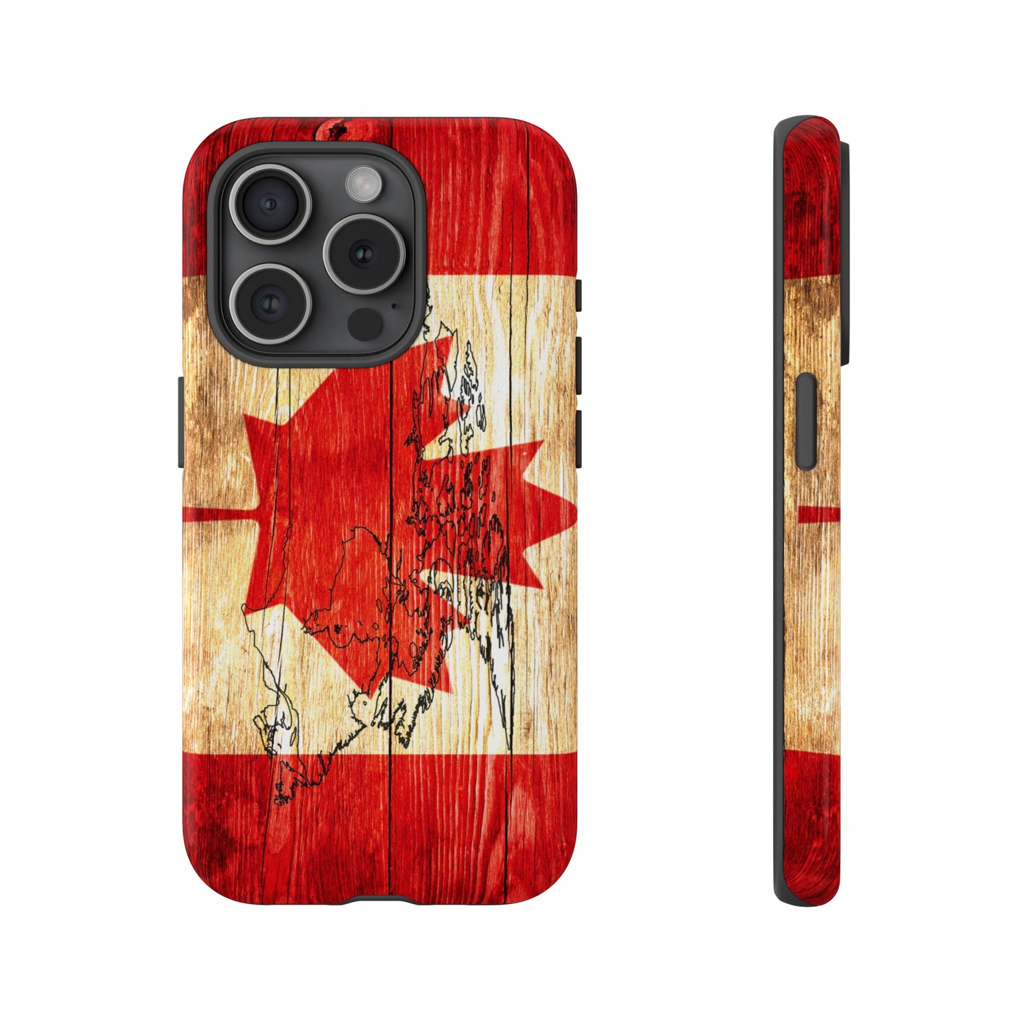 Canadian Flag and Map Tough Phone CasePatriotic Impact-Resistant Cover Image Transfer UV Protected for Outdoor Durability Ideal for Holidays