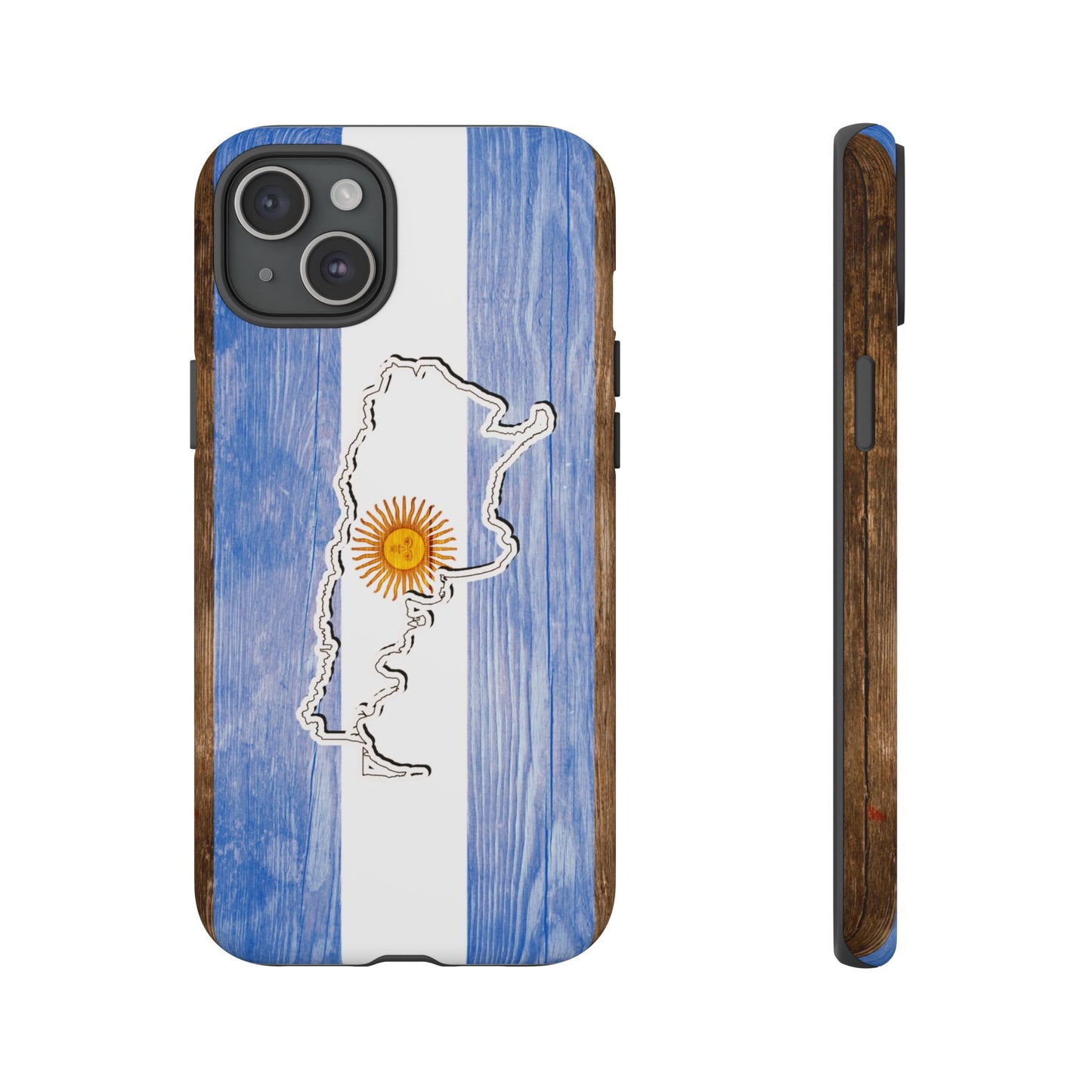 Argentina Flag Phone Case Samsung Tough Protective Cover Argentinean Pride Hard Plastic Map Argentinian Design Argentina Souvenir Wood Design Style