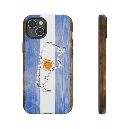 Argentina Flag Phone Case Samsung Tough Protective Cover Argentinean Pride Hard Plastic Map Argentinian Design Argentina Souvenir Wood Design Style