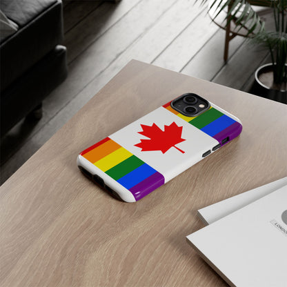 Pride Flag Phone Case -Tough Cases for LGBTQ+ Supporters Canada Theme Rainbow Design Colorful Accessories Birthday Gift